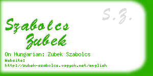 szabolcs zubek business card